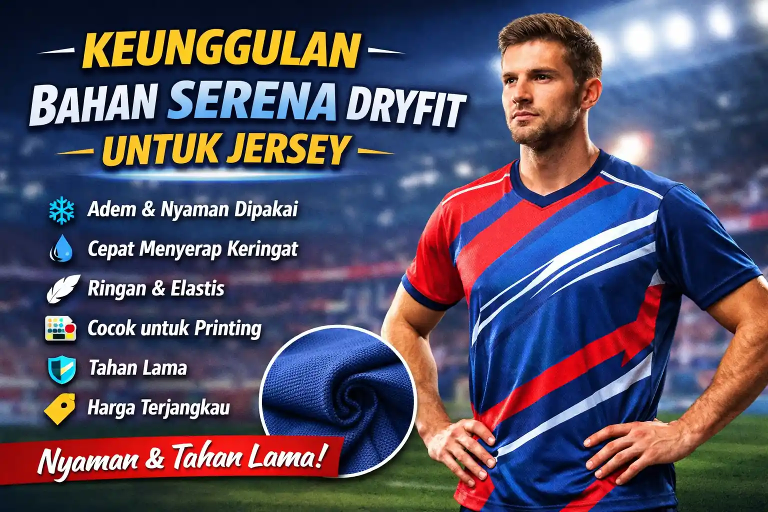 keunggulan bahan Serena dryfit untuk jersey