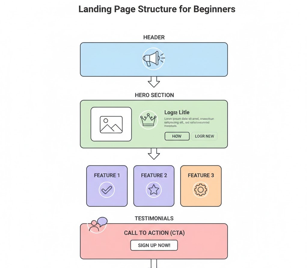 struktur landing page untuk pemula