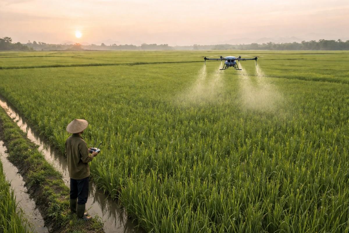 keuntungan pakai drone sprayer sawah